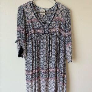 Knox Rose Blue and Pink Long Sleeve Dress